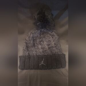 Jordan Charcoal Knit Beanie with Pom (Unisex)